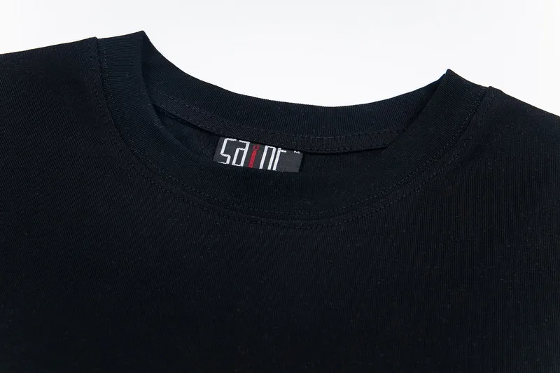 106💰S11# Mechao SAINT white ink direct-injection pure cotton 260g loose short-sleeved T-shirt 18 black, white S-XL